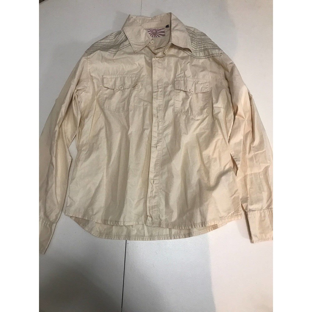LSD Fashion Gear Button Up Cream Shirt Size XXL Dry Clean Only